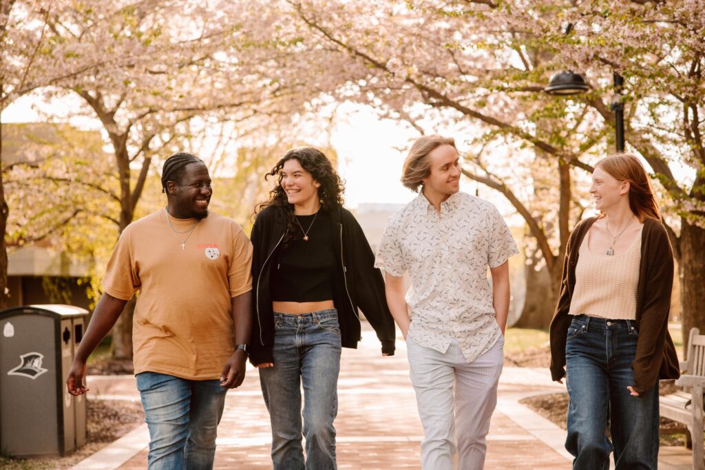 Students walking on campus